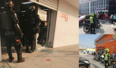La Policía y el Esmad controlan varios supermercados.