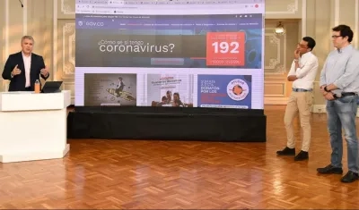 El Presidente Iván Duque presentando el balance.