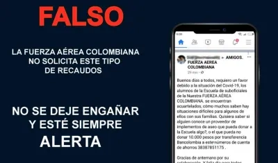 Mensaje que desmiente la Fuerza Aérea.