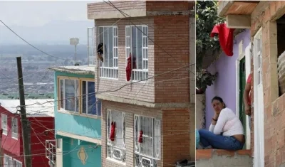 En muchas ventanas de las casas de Soacha hay colgados trapos rojos que indican que necesitan comida urgente.