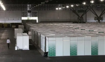 Plano general de un hospital de campaña para atender pacientes con coronavirus en el Complejo de Anhembi, en Sao Paulo (Brasil).