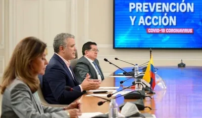 El Presidente, Iván Duque; la Vicepresidenta, Marta Lucía Ramírez y el Ministro de Salud, Fernando Ruiz.