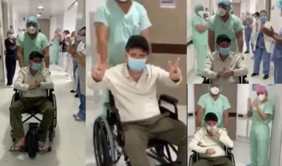 Médico oftalmólogo Luis Escaf, a su salida de la clínica, tras recuperarse del Covid-19.