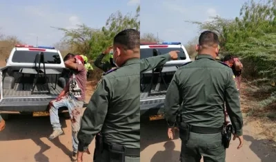 El presunto delincuente herido a machete y que fue capturado por la Policía.
