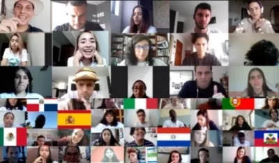 Jóvenes participantes durante el ciberencuentro.