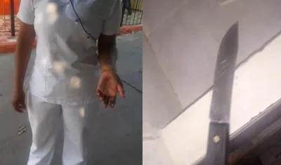 La auxiliar de enfermería agredida con este cuchillo.