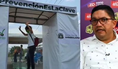 Cámara de desinfección y el médico infectólogo Jesús Tapia.