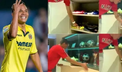 Carlos Bacca mostró su colección de camisetas futboleras.