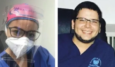 Daniela Marrugo y Lacides Caparroso, médicos recuperados de Covid-19.
