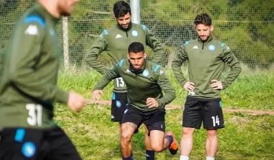 Jugadores entrenando antes de la emergencia por coronavirus en Italia.