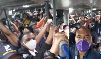 Así iba un articulado de Transmetro tras el reinicio de actividades en medio de cuarentena.