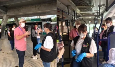 La Personera con el gerente de Transmetro en estaciones y buses del Sistema.