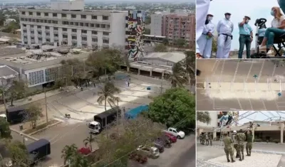 Panorámica de la obra del hospital de campaña.