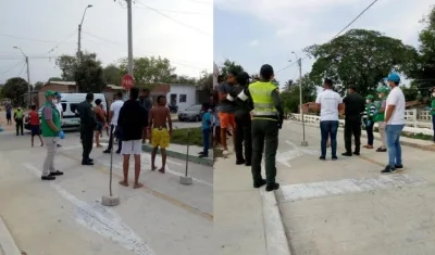Jóvenes violando la cuarentena en el barrio La Esmeralda.