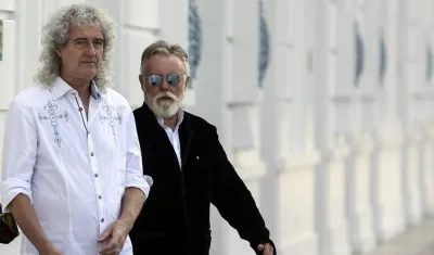 Los integrantes de la banda británica Queen Brian May (i) y Roger Taylor (d).