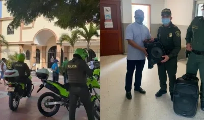 Recuperación de los elementos de sonido por parte de la Policía.