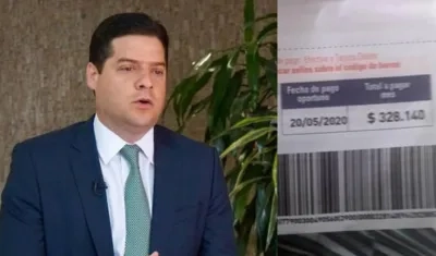 Senador Mauricio Gómez Amín. En la otra foto un recibo de energía de Electricaribe.