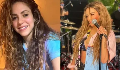 Las cantantes Shakira y Karol G.