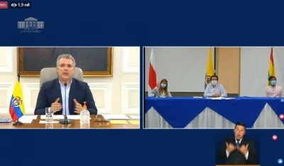 Presidente Iván Duque, con MinSalud, Gobernadora del Atlántico y Alcalde de Barranquilla.