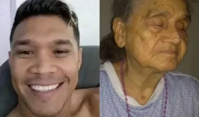 Teófilo Gutiérrez y la señora Roquelina.