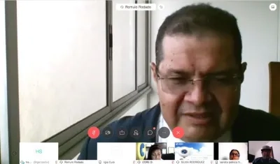 El Gerente suplente de MiRed IPS, Rómulo Rodado, durante la rueda de prensa virtual.