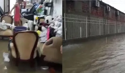 Casas anegadas en Rebolo.