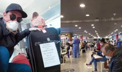 Diometh Tejada a su llegada al aeropuerto El Dorado junto con 210 colombianos.