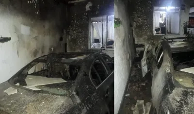 Así quedó el vehículo tras el incendio.