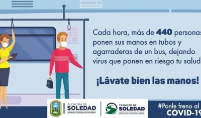 Campaña para reducir contagios del virus en el transporte urbano.
