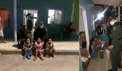 Entrega de ayudas por parte de la Policía.