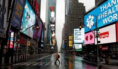 Times Square, Manhattan, Nueva York, en tiempo de pandemia.