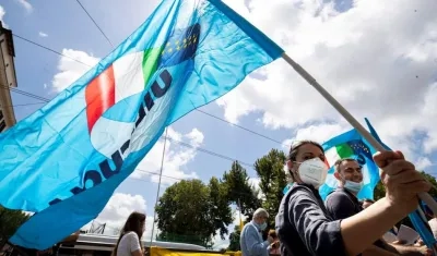 Manifestación de profesores este lunes en Roma.