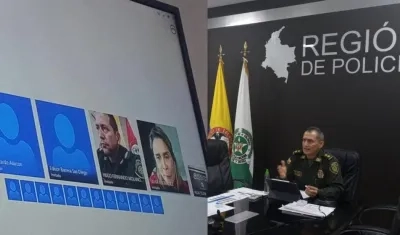 El general Botero en videoconferencia con gerentes de hospitales.