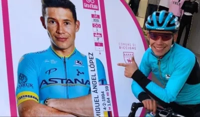 Ciclista colombiano Miguel Ángel 'Supermán' López.
