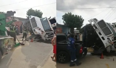 Maniobras para retirar el camión.
