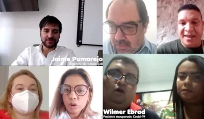 Alcalde Jaime Pumarejo y los recuperados.