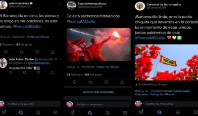 Expresiones de solidaridad con Barranquilla.