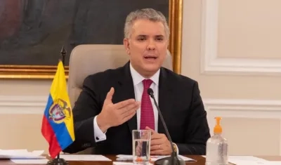 El Presidente Iván Duque durante su intervención esta noche.