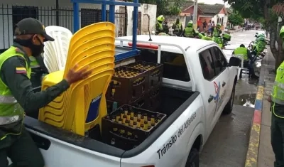 Operativos de la Policía del Atlántico para hacer cumplir las medidas.