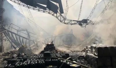 Así quedó la bodega tras el incendio.