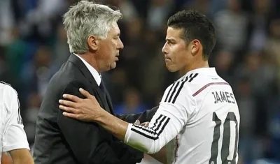 Carlo Ancelotti y James Rodríguez.