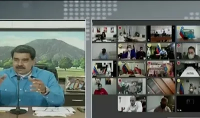 El Presidente Nicolás Maduro, durante la videoconferencia.