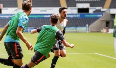 La celebración del español Pablo Hernández.