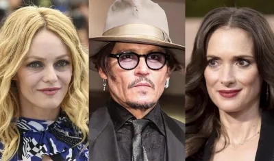 Vanessa Paradis( (izquierda), Johnny Depp y Winona Ryder.