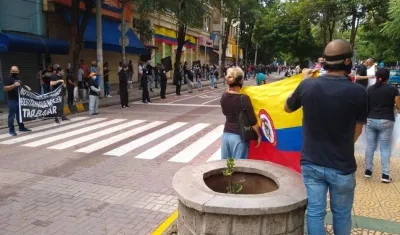 Protesta de comerciantes en el centro.
