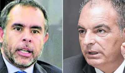 Armando Benedetti, senador, y Aurelio Iragorri, derecha, presidente del Partido de la U.