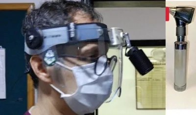 Este frontoluz adaptado a una careta y un otoscopio similar a este le fueron hurtados al médico.