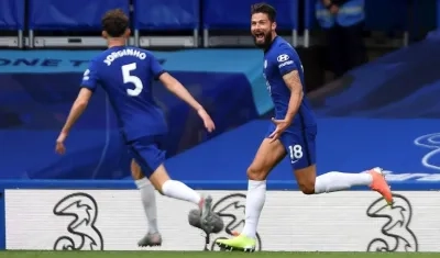 La celebración de Olivier Giroud.