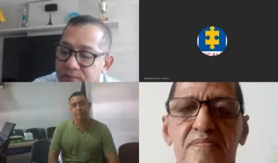 El Fiscal Rodrigo Restrepo, Tomás Maldonado y su abogado.