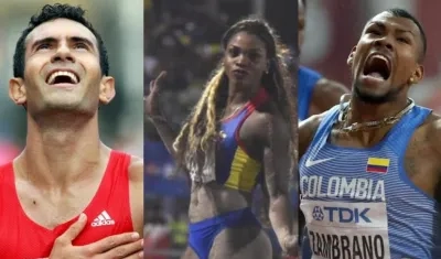 Eider Arévalo, Caterine Ibargüen y Anthony Zambrano.